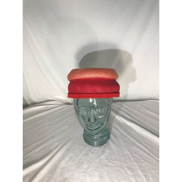 Vintage 1930 Evelyn Varon Red Pillbox Hat Pink Top - Picture 1 of 6